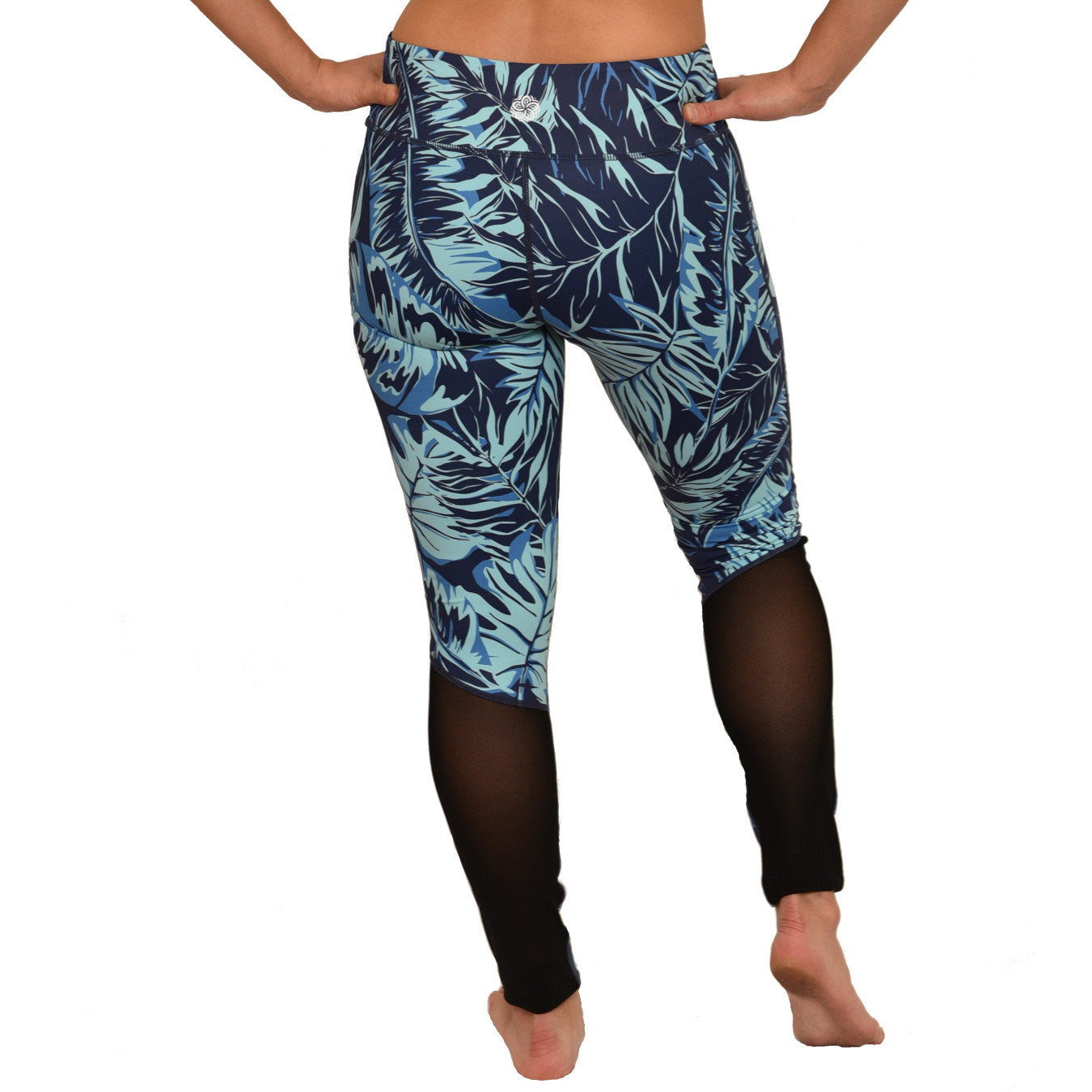 Ori Active Hawaiian Tropical Fern Mesh Long Yoga Workout Athletic Pants
