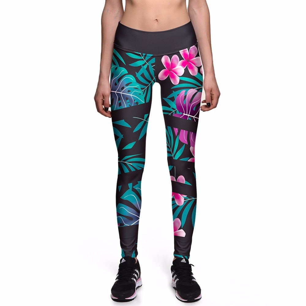 Plumeria and Tropical Hawaiian Fern Long Yoga Pants / Leggings - sizes ...