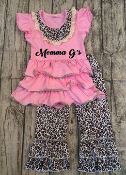 Child's Pink Leopard Capris Set