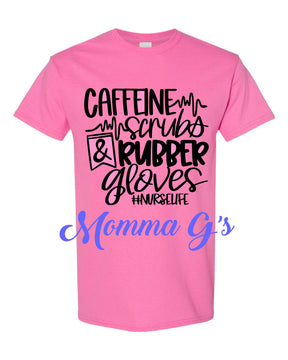 Caffeine Scrubs and Rubber Gloves T-shirt, tshirt, tee