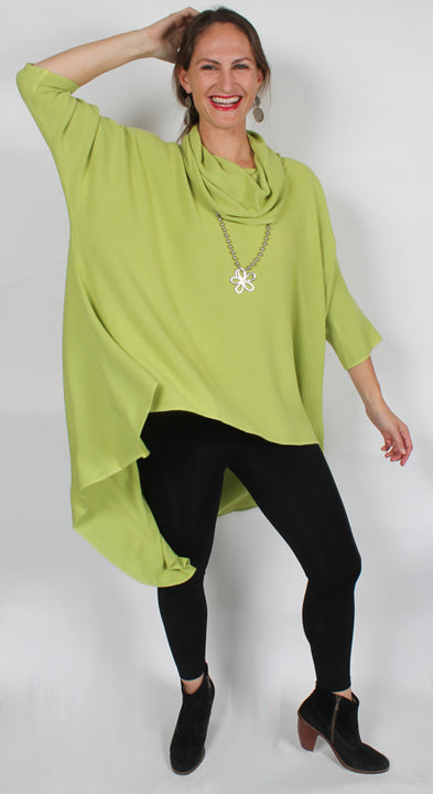 Lime Cowl Neck High-Low Sutra Plus Tunic