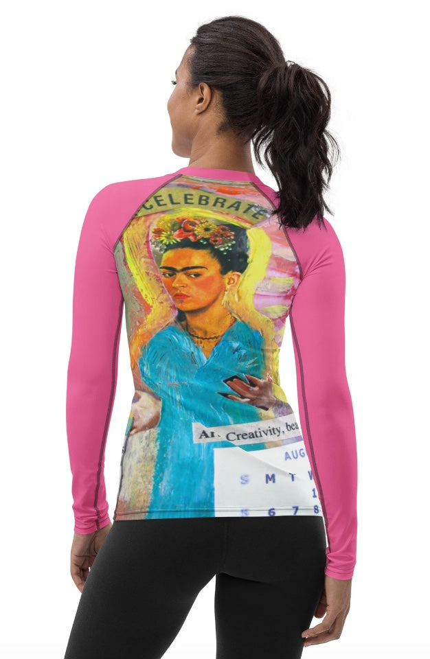 SunHeart Frida Kahlo Collage Folk Art Sports Rashguard Smalll-3X Size -  sunheartbohoclothing