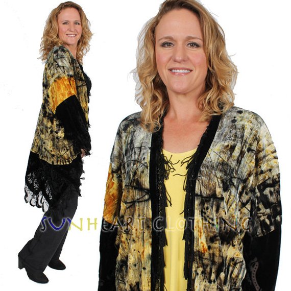  Aris A Hand-Beaded Silk Velvet Burnout Kimono