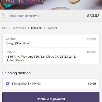 Shipping fee from Makarohn