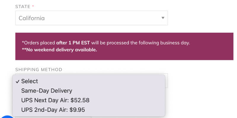 Woops macarons shipping options