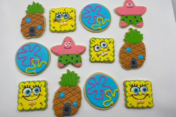 Spongebob and patrick pineapple cookies