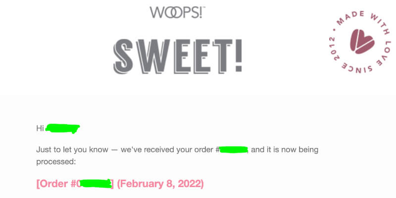 Woops macarons order notification