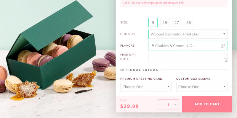 Woops macarons product page