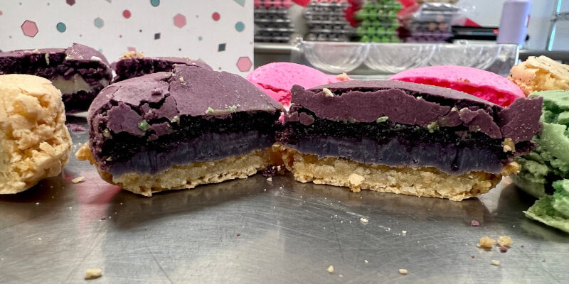 Blueberry cheesecake macaron