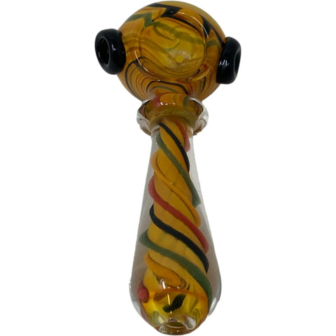 Rasta Stripe Glass Pipe 4"