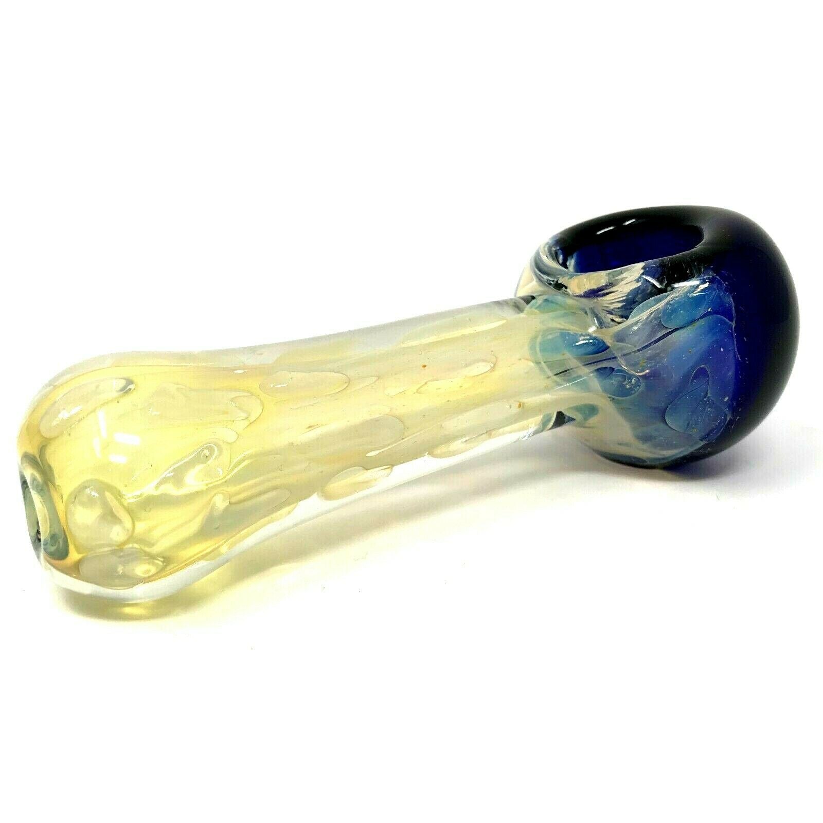 Gold Fumed Glass Pipe With Blue Bowl 4 Kings Pipes