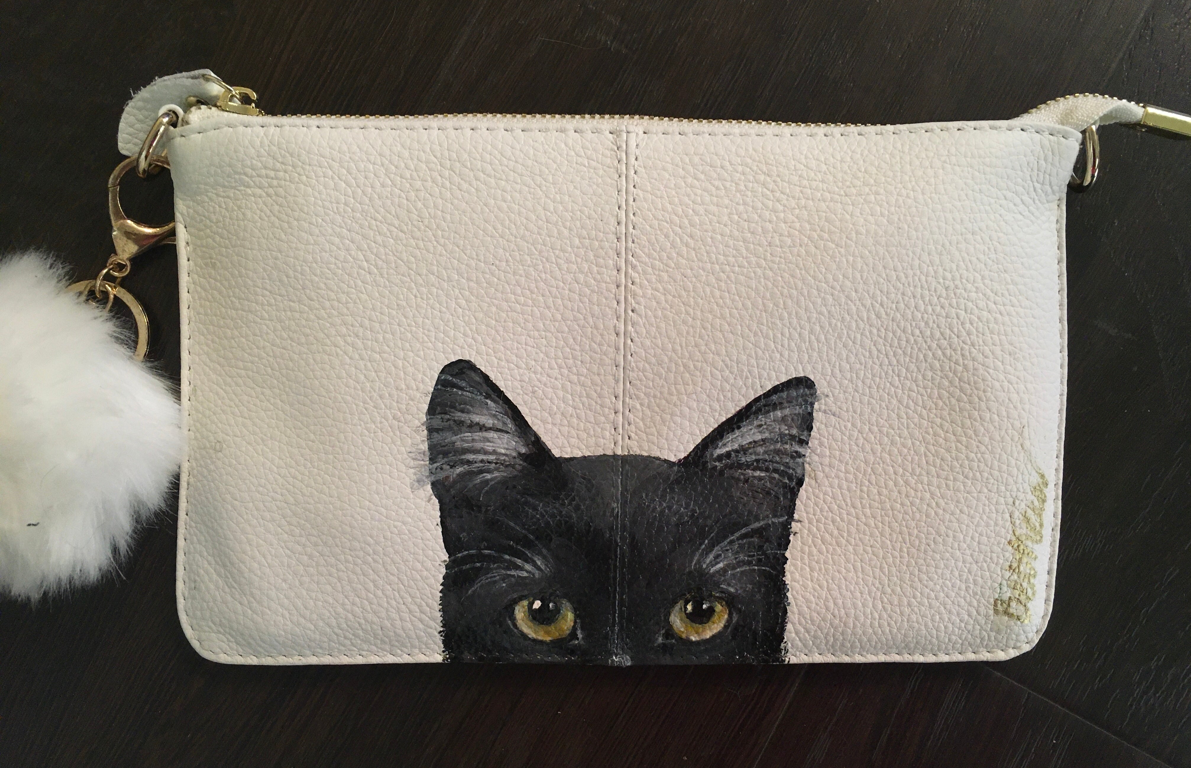 Hand-Painted Leather Cross Body Bag - Cats – Bethan Clayton Designs