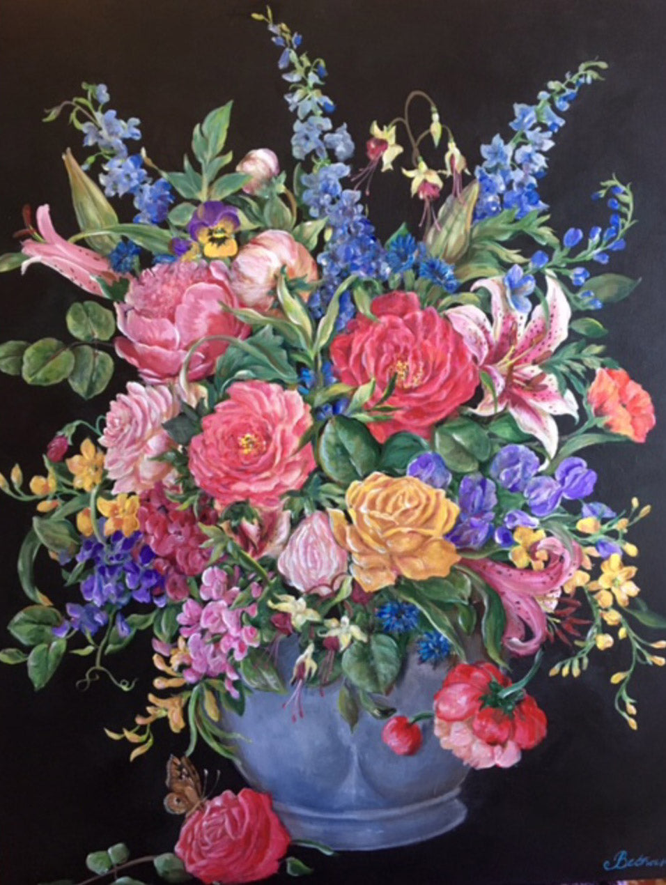 Flower Vase Acrylic Painting 24 X 30 Bethan Clayton Designs