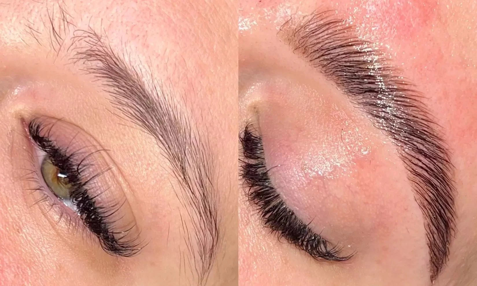 Before and after of brow lamination