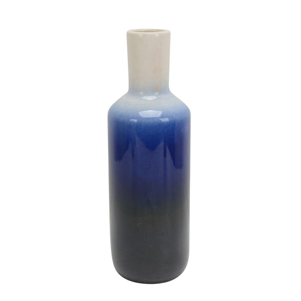 White/Blue Ombre Vase 12"
