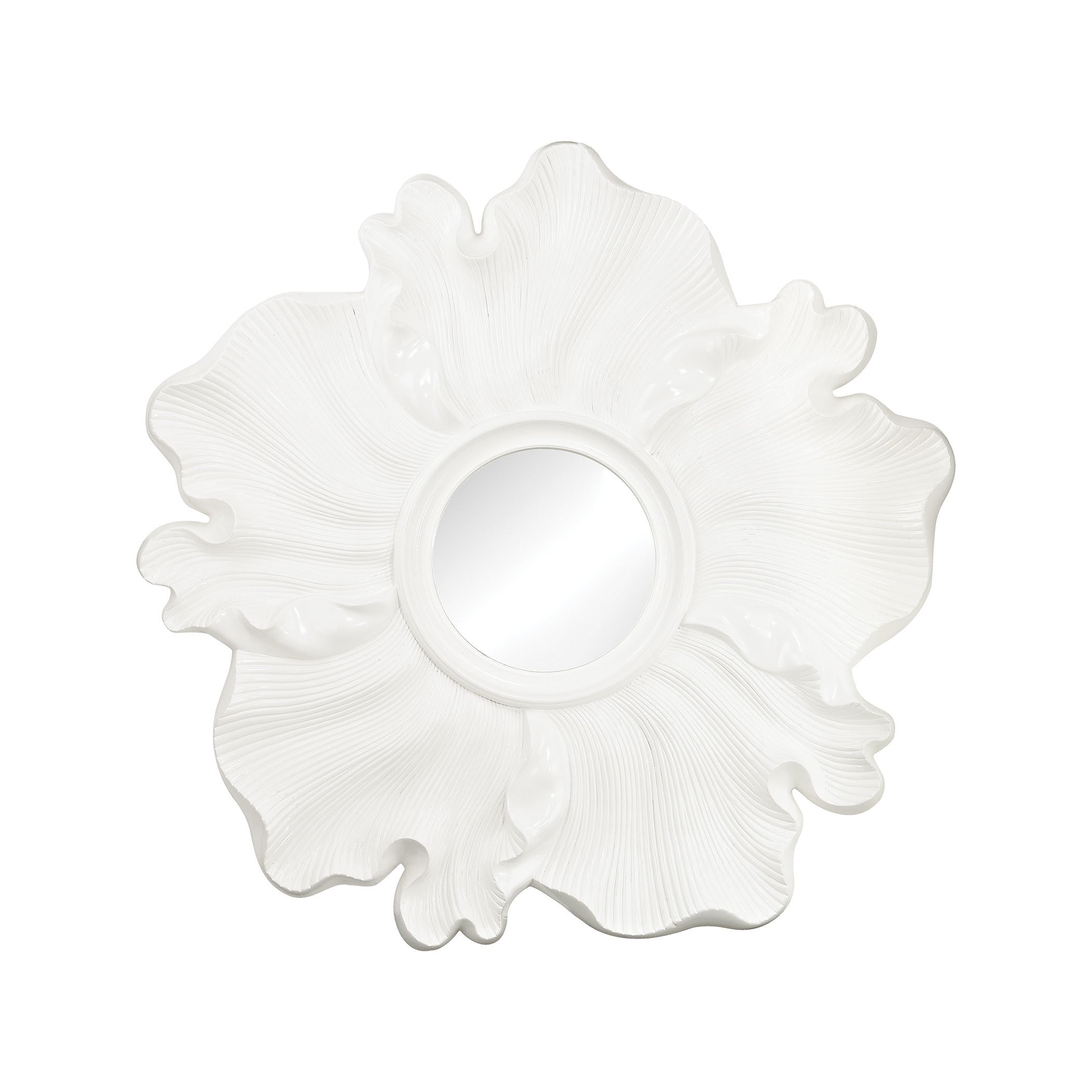 6100-001 Gloss White Flower Mirror