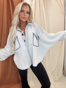 Forever Mine French Terry Top (Heather Grey)