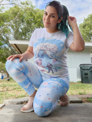 Women wearing Steven Universe inspired design leggings