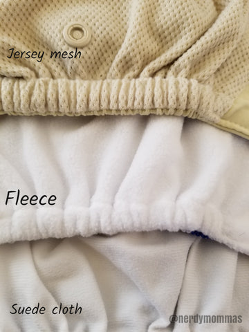 diaper linnings suede cloth, fleece, and jersey mesh