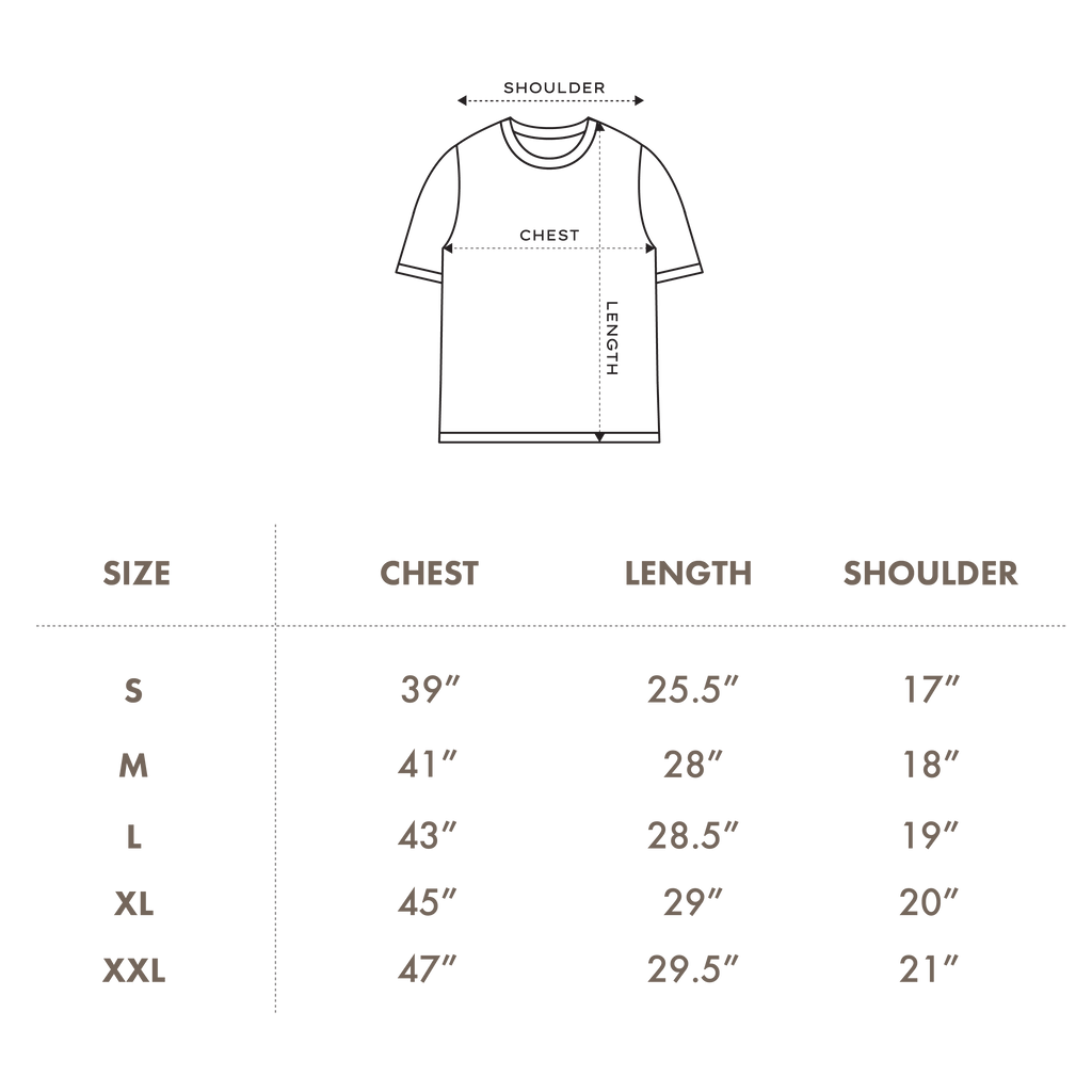 Size Chart T-shirt – Mustard Sneakers