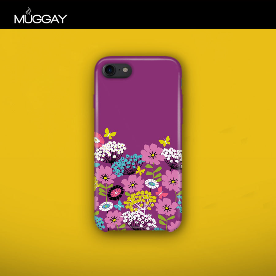 Mobile Covers - Flowers with purple background– 