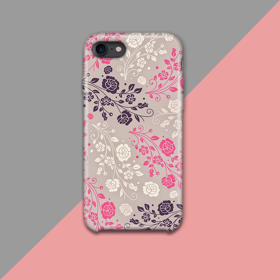 Pink Purplish and white Flower with Gray Background Design Phone Case–  