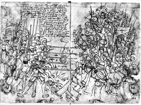 Scene from the begin of the Dano-Swedish war (1501-1512), Danish and German mercenaries are fighting against rebellious Swedish peasant's forces