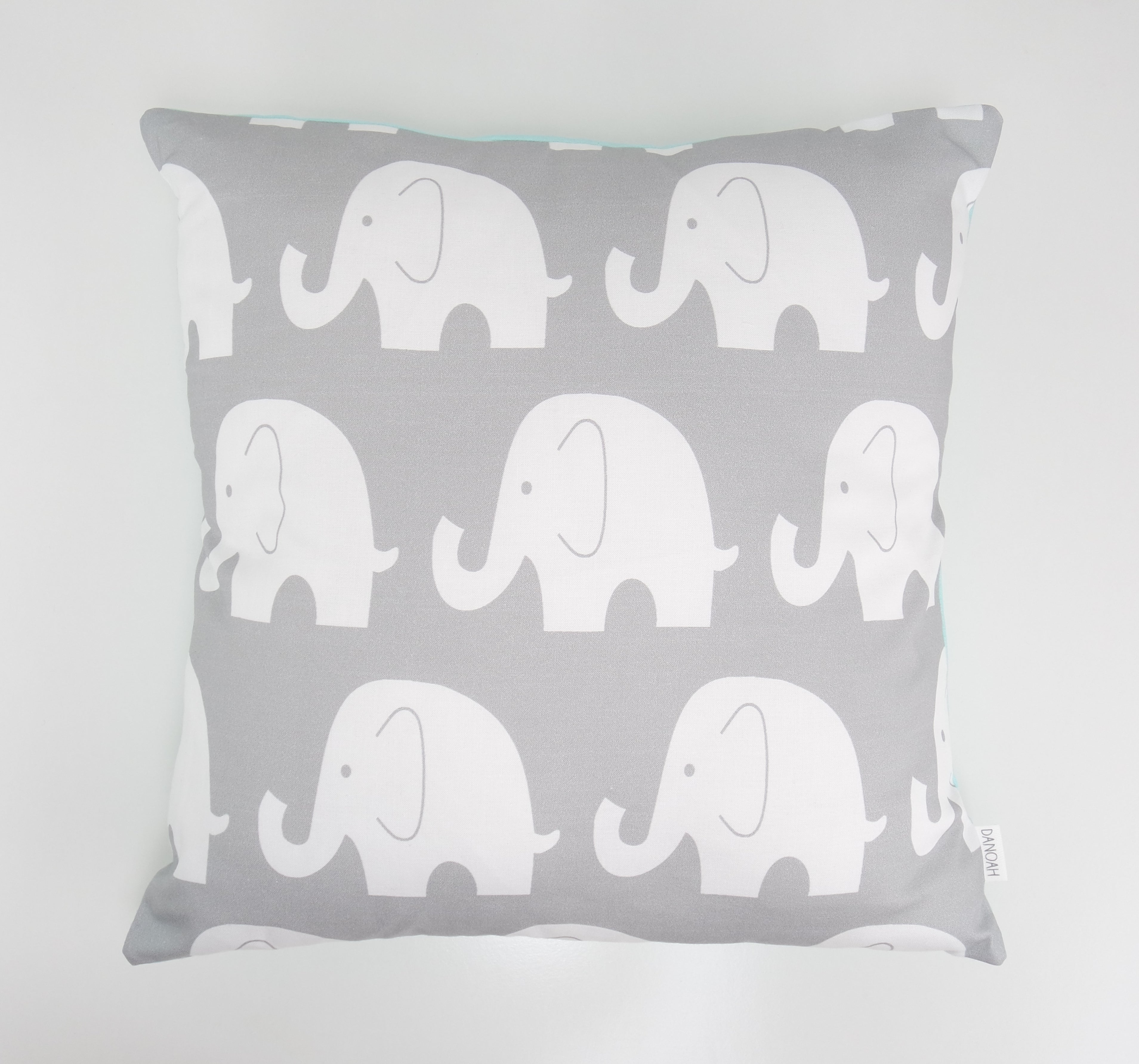 Mint & Grey Elephant Cushion Cover – Danoah