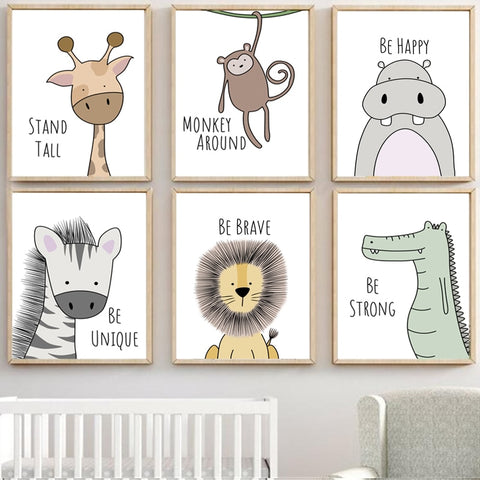 Affiche Decorative Chambre Enfant Animaux Baby Memory