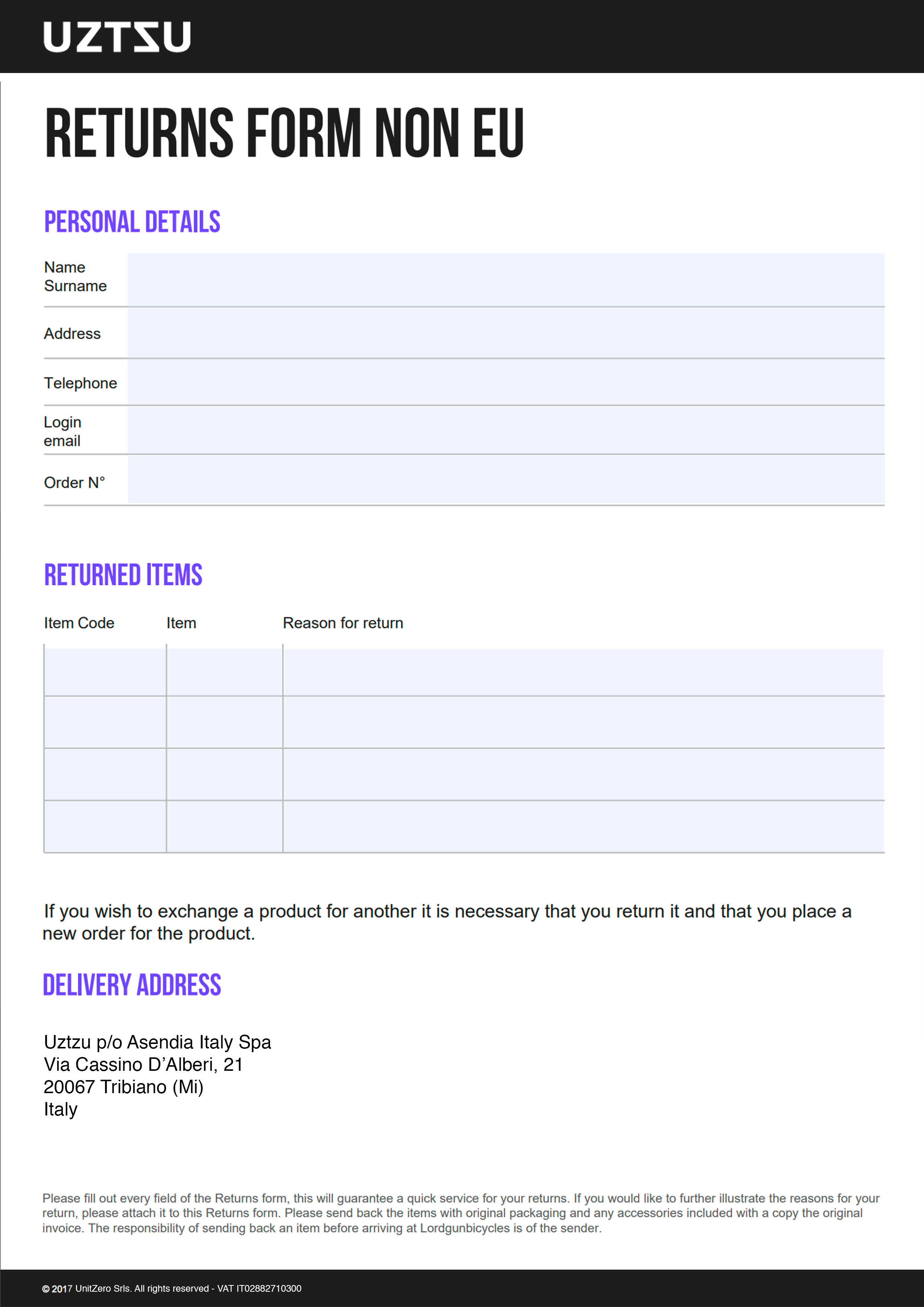 Return of Goods Form, Return Form, Merchandise Return Form 