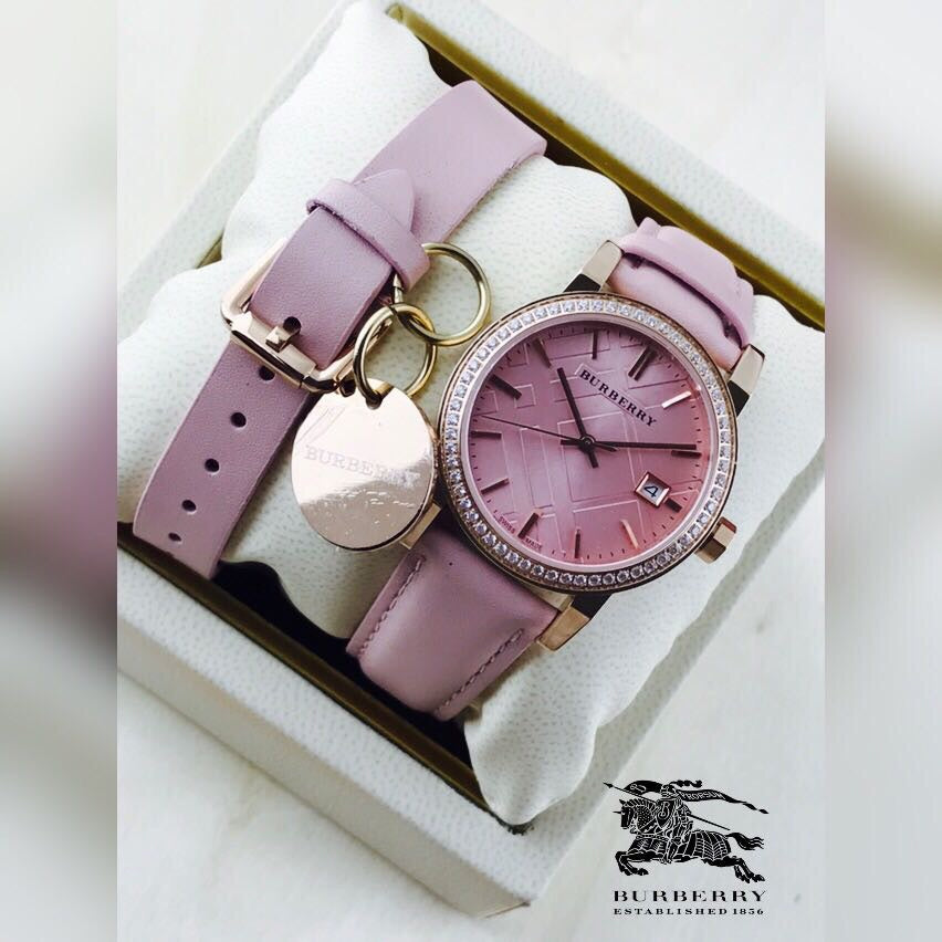 pink burberry watch