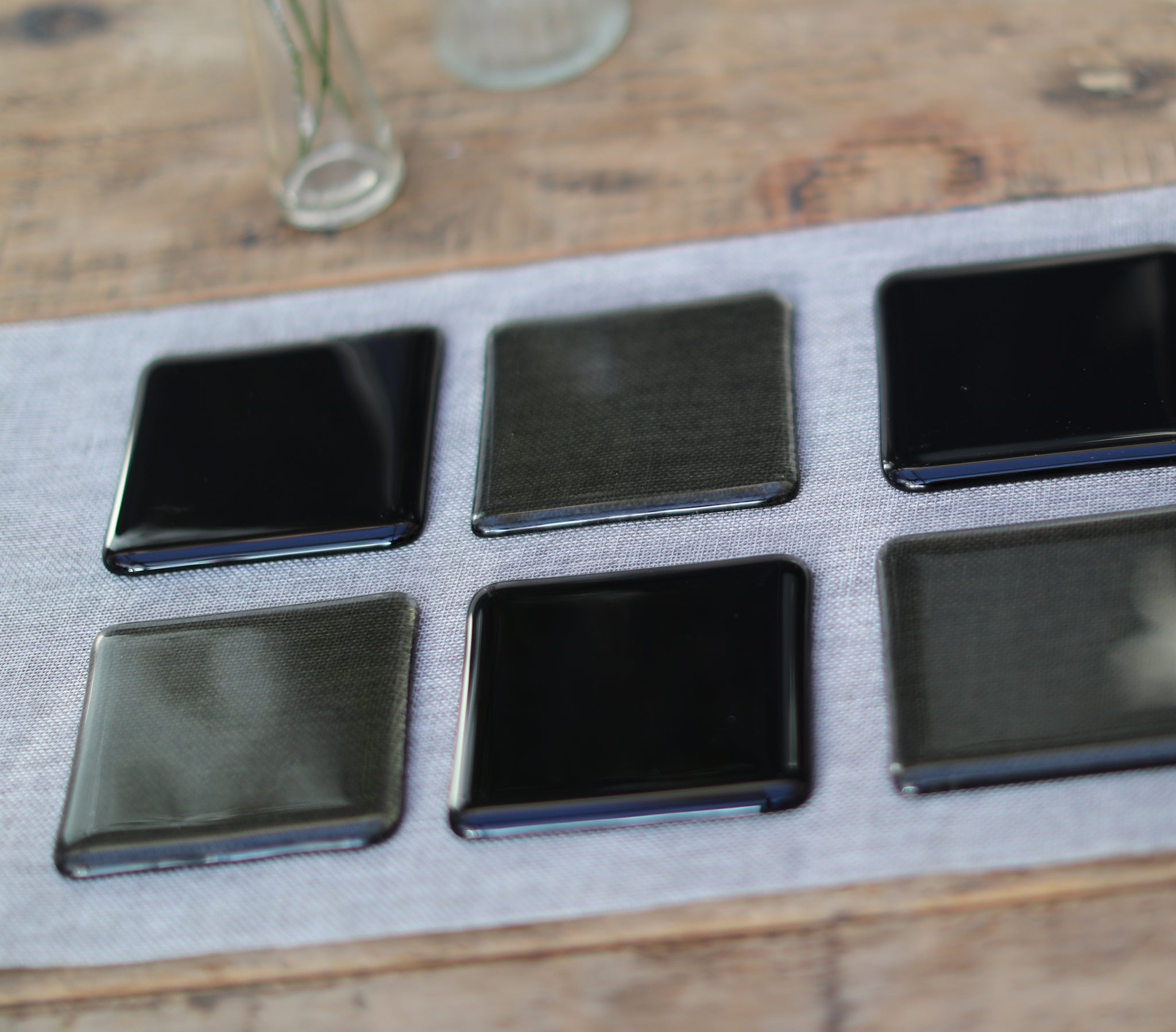 grey glass coasters