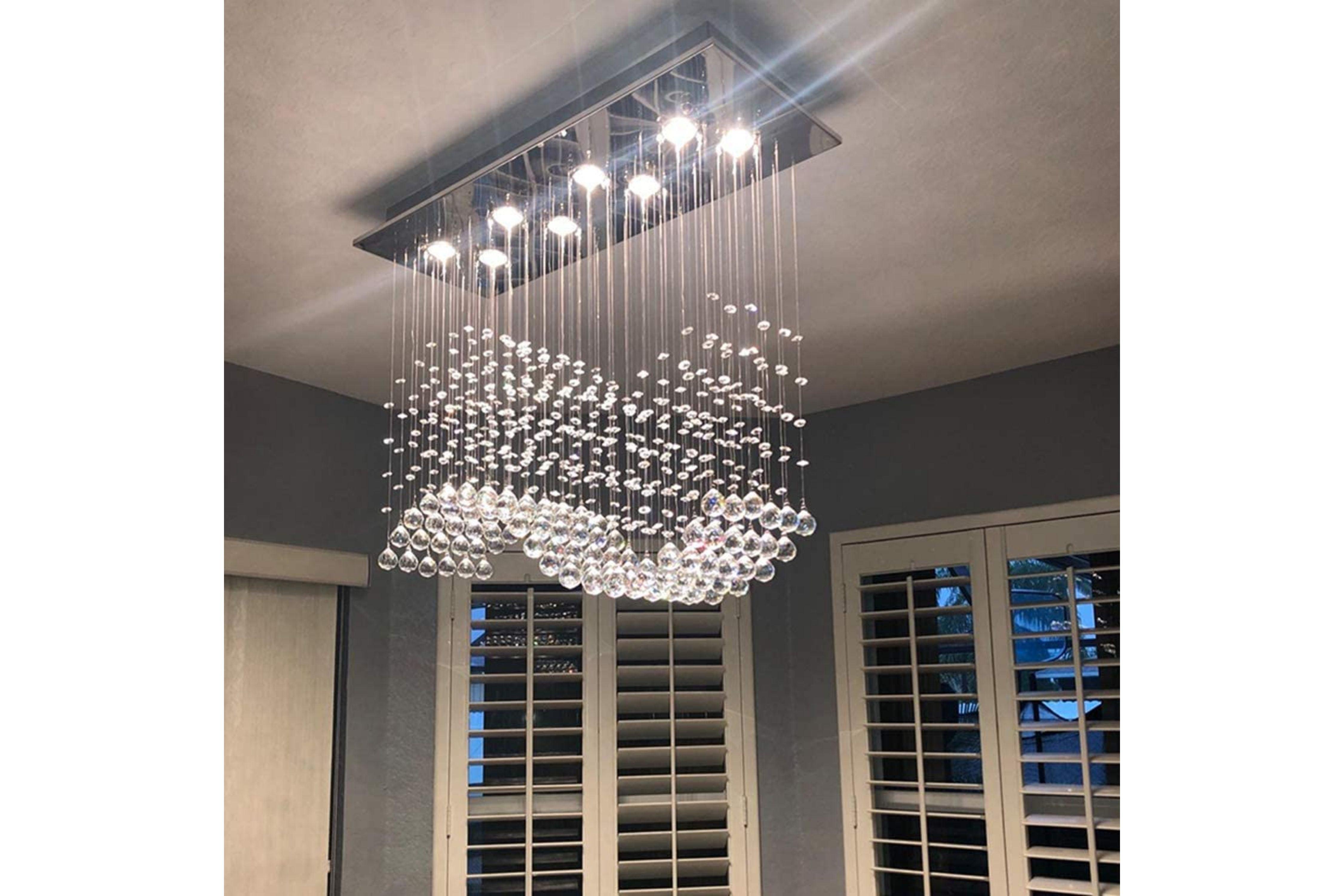 rectangular raindrop wave crystal chandelier