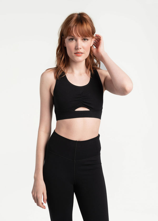 Ell & Voo Womens Trinity Ribbed Sports Bra Black M @ Rebel Active