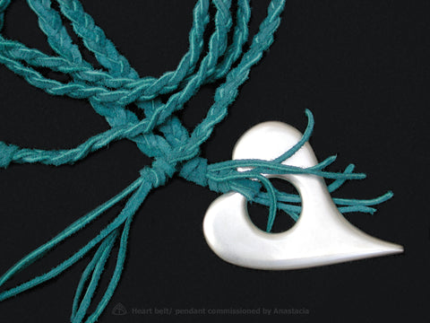 Annika Rutlin jewellery commission for singer Anastacia silver heart turquoise suede belt