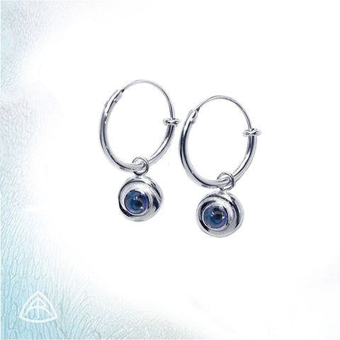 Annika Rutlin sapphire earrings sleeper hoops silver