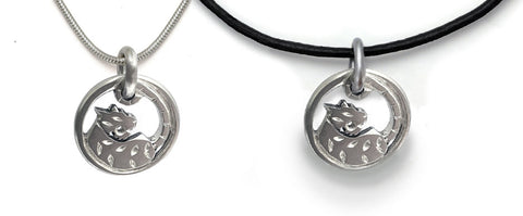 Annika Rutlin year of the tiger silver pendants on snake chain or leather jewellery