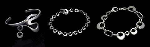 Annika Rutlin unusual circular solstice collection silver bangles and bracelets jewellery