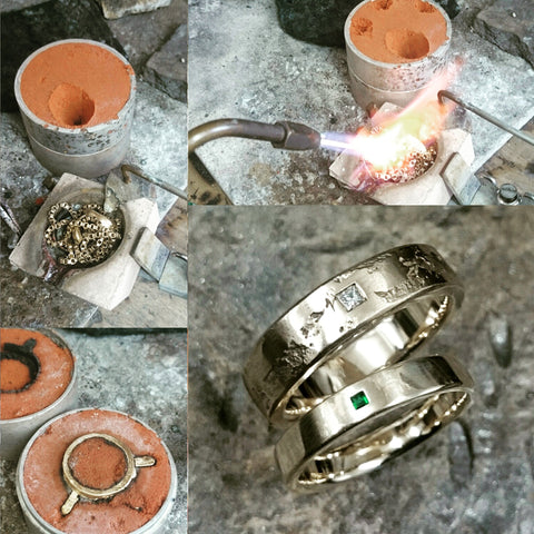 old sentimental gold jewellery melted down to create new wedding rings by Annika Rutlin