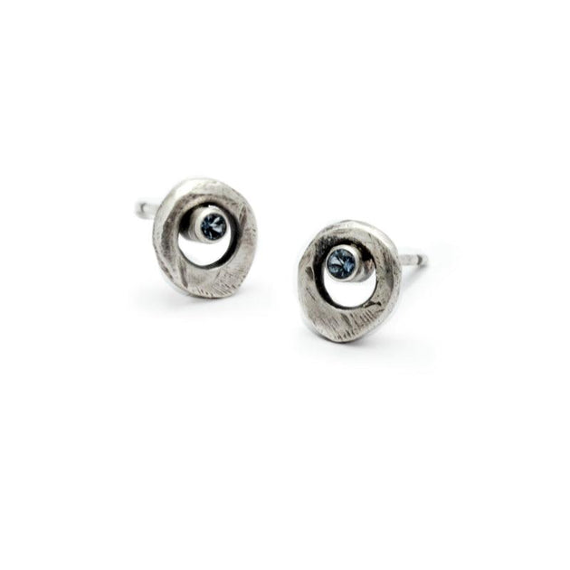 Raven Collection Forged Silver Diamond Stud Earrings Re20d