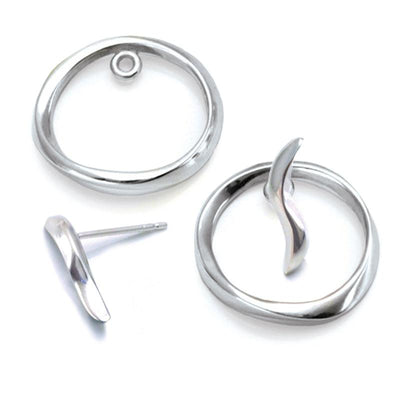 3 dimentional silver wave and circle silver earrings by Annika Rutlin