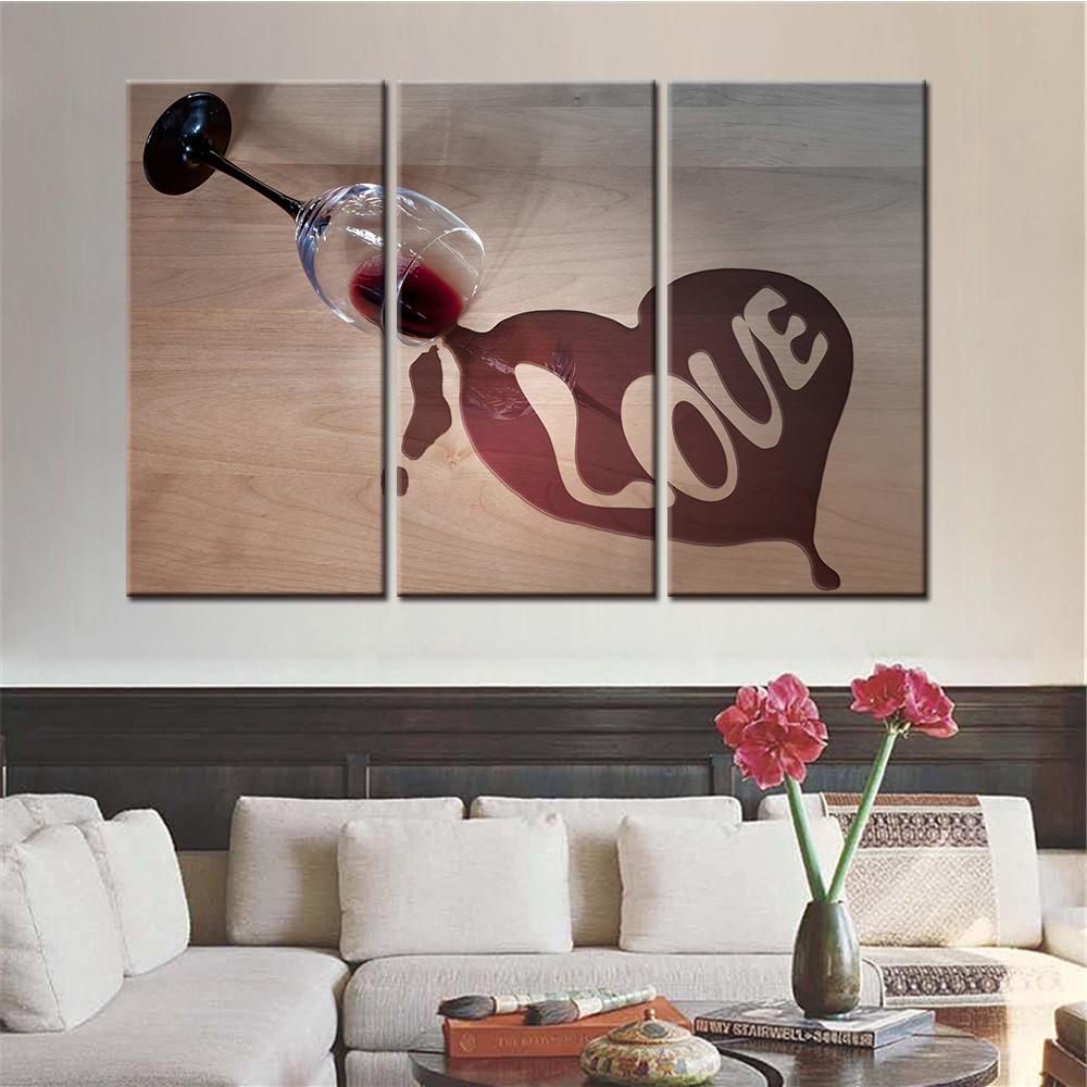 3 Piece Life Wine Glass Love Canvas Wall Art Paintings For Sale It Make Your Day