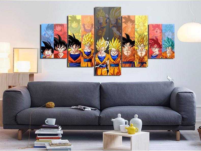 Framed 5 Pcs Cartoon Dragon Ball Z Goku Canvas Wall Art Paintings Sale It Make Your Day