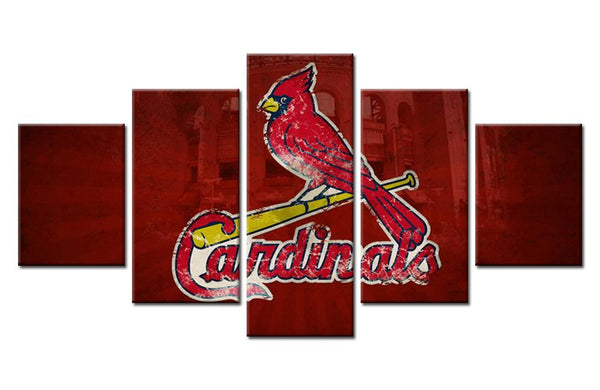 5 Piece St. Louis Cardinals Logo Baseball Canvas Wall Art For Sale – It Make Your Day