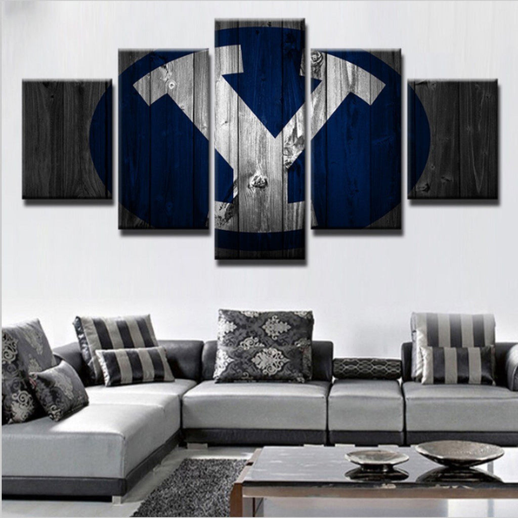 5 Piece BYU Cougars Baseball Canvas Wall Art Painting Frames For