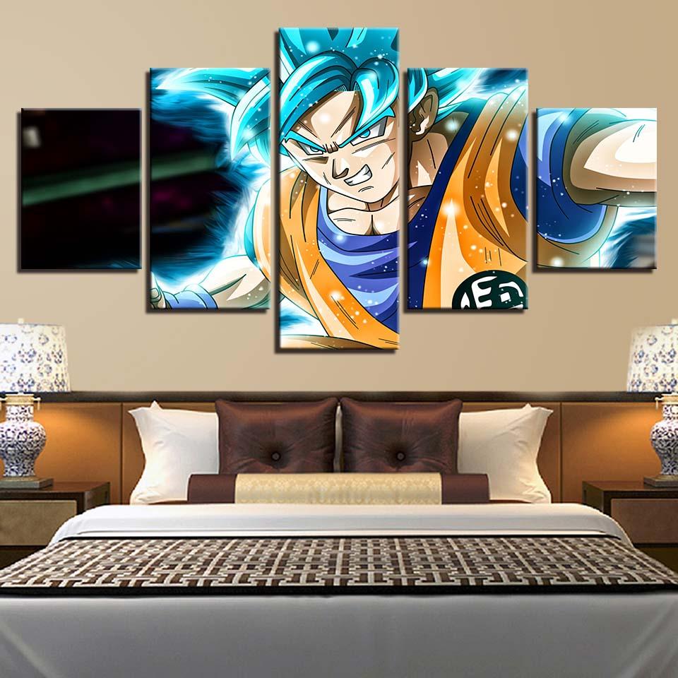 Framed 5 Piece Cartoon Dragon Ball Z Canvas Wall Art ...