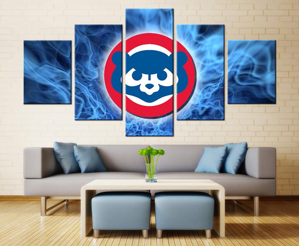 Chicago Cubs Baseball Team 5 Pcs Painting Canvas Wall Art Poster Home Decorative