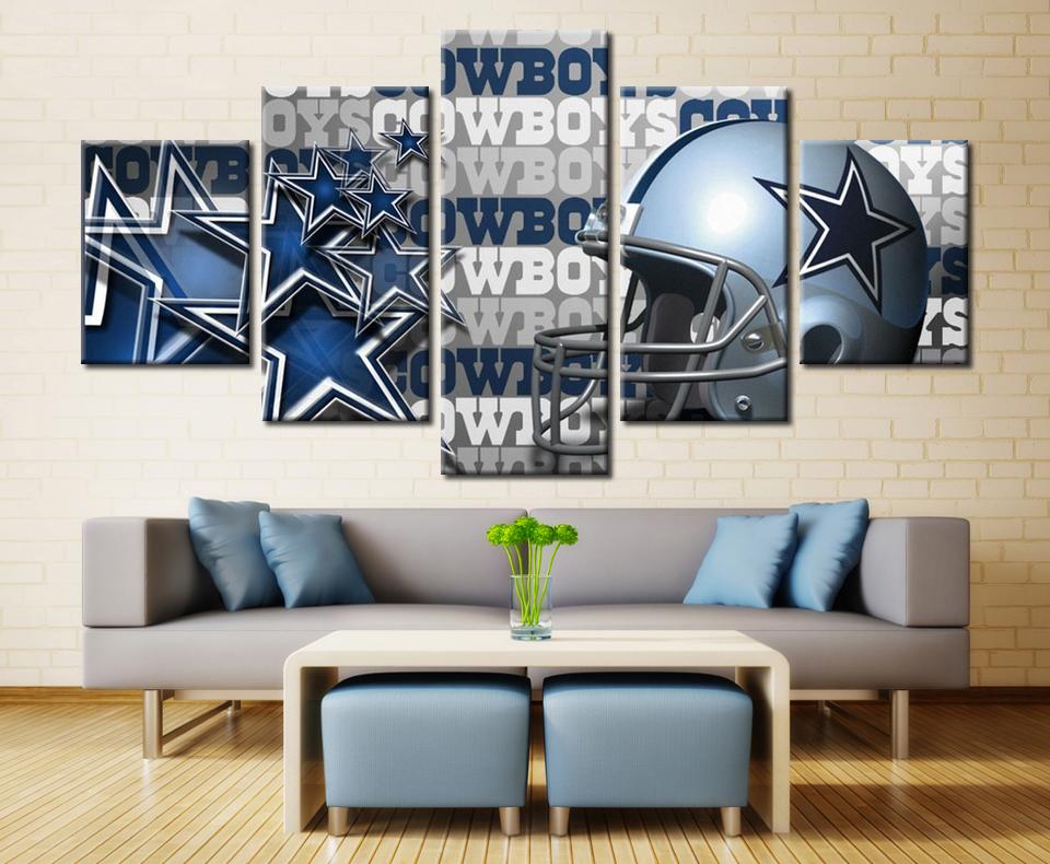 5 Piece Dallas Cowboys Helmet Football Canvas Wall Art Paintings Sale It Make Your Day