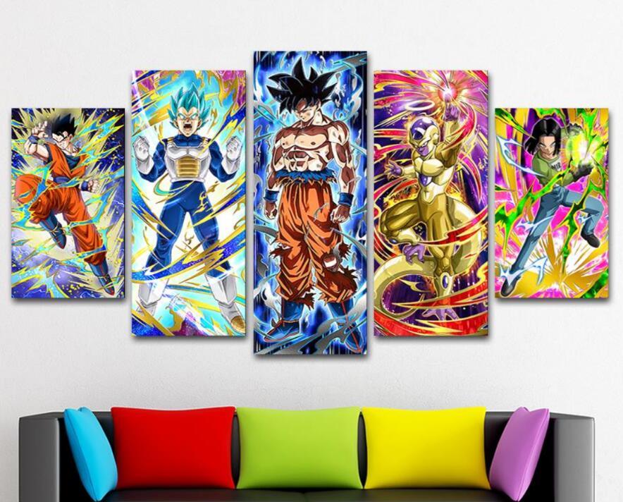 Framed 5 Piece Dragon Ball Prints Canvas Wall Art Paintings For Sale It Make Your Day