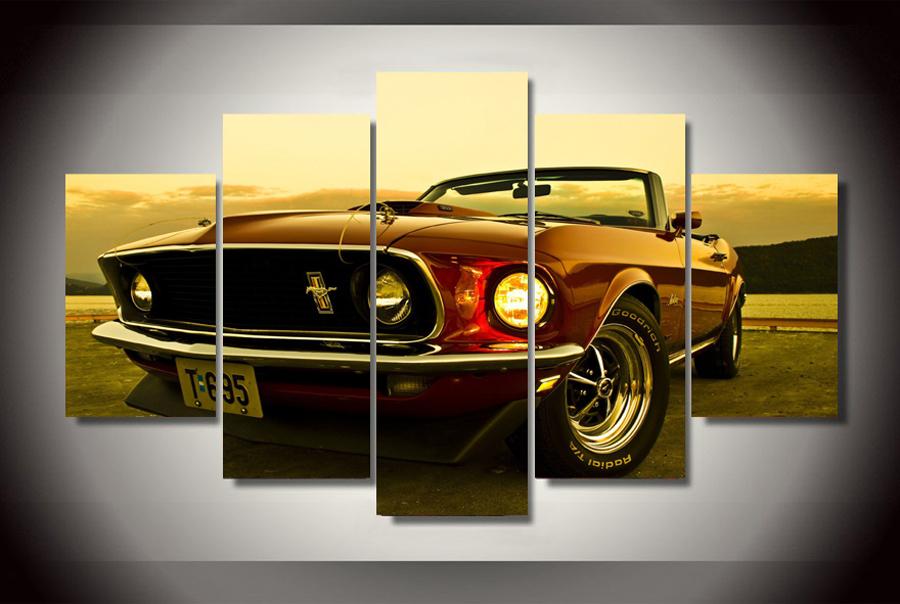 5 Piece Ford Mustang Car Canvas Prints Wall Art Paintings For Sale It Make Your Day